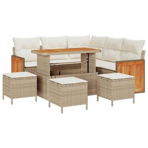 vidaXL Ensemble de canapé de jardin avec coussin 9 Pièces beige et crème