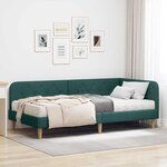 vidaXL Cadre de lit d'angle avec matelas Vert foncé 90 x 190 cm tissu