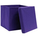 vidaXL Boîtes de rangement avec couvercles 10 Pièces 28x28x28 cm Violet