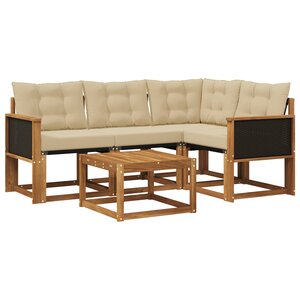 vidaXL Ensemble de canapés d'extérieur 5 pc Naturel et Beige
