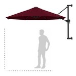 vidaXL Parasol mural avec mât en métal 300 cm Bordeaux
