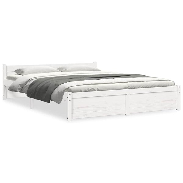 vidaXL Cadre de lit sans matelas blanc bois massif 135x190 cm