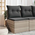 vidaXL Chaise de jardin sans accoudoirs avec coussins gris clair rotin