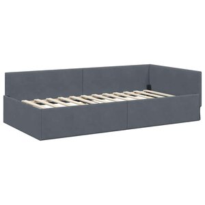 vidaXL Cadre de lit d'angle Autre Gris foncé 90 x 190 cm