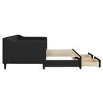 vidaXL Lit de jour avec gigogne et tiroirs sans matelas noir 80x200 cm