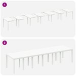 Ensemble de Salle à Manger de Jardin 15 Pièces avec Coussins Blanc Poly Rattan