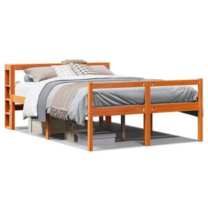 vidaXL Cadre de lit et tête de lit sans matelas cire marron 140x200 cm