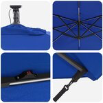 vidaXL Parasol banane à mât déporté Bleu 249 x 249 x 250 cm