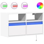 vidaXL Meuble TV mural avec lumières LED blanc 80x31x45 cm