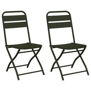 vidaXL Chaise de jardin pliante 2 pc Vert Acier enduit de poudre