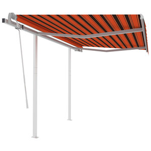 vidaXL Auvent manuel rétractable avec poteaux 3 5x2 5 m Orange marron