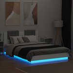 vidaXL Cadre de lit avec LED sans matelas blanc 140x200 cm