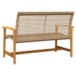 vidaXL Banc de jardin beige 112 cm résine tressée et bois d'acacia