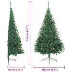 vidaXL Sapin de Noël artificiel moitié avec support vert 210 cm PVC