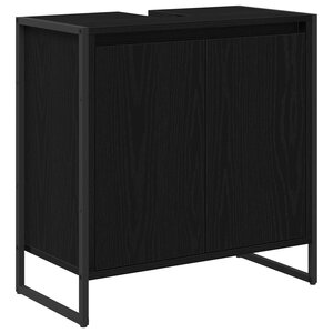 vidaXL Cabinet de salle de bain avec porte Chêne noir 60 x 30 x 60 cm