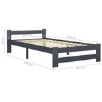 vidaXL Cadre de lit Gris foncé Bois de pin massif 100x200 cm