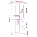 vidaXL Buffet haut Chêne sonoma 69 5x34x180 cm Bois d'ingénierie
