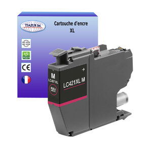 T3AZUR- Cartouche d'encre compatible avec Brother DCP-J1050DW  DCP-J1140DW  MFC-J1010DW  LC421XL Magenta