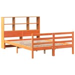 vidaXL Lit bibliothèque sans matelas cire marron 140x190cm bois massif