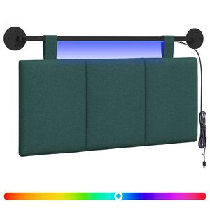 vidaXL Tête de lit suspendue Avec lumière LED Vert foncé Tissu