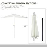 Demi parasol  parasol de balcon 5 entretoises métal polyester 2 69L x 1 38l x 2 36H m crème