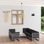 vidaXL Salon de jardin 8 Pièces avec coussins Bois de pin massif