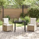 vidaXL Ensemble de salle à manger pour jardin 3 Pièces Beige polyrotin