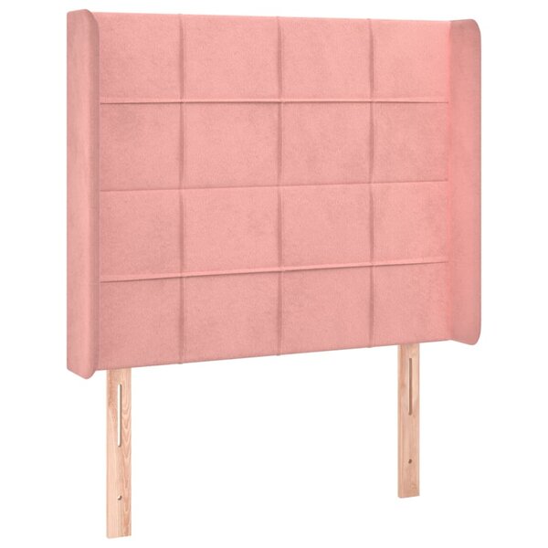 vidaXL Tête de lit avec oreilles Rose 103x16x118/128 cm Velours