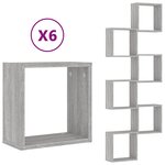 vidaXL Étagères cube murales 6 Pièces sonoma gris 30x15x30 cm