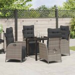vidaXL Ensemble de salle à manger pour jardin 5 Pièces Gris Poly rotin