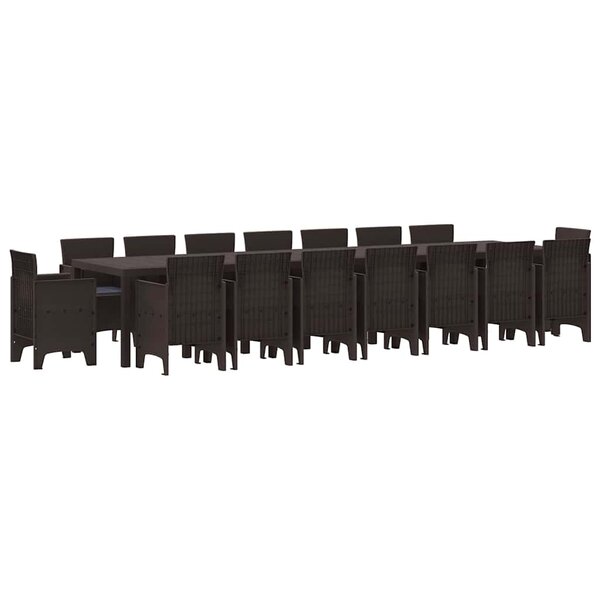 vidaXL Ensemble de salle à manger pour jardin 17 Pièces Marron