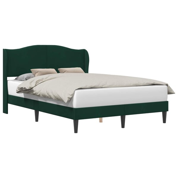 vidaXL Cadre de lit avec tête de lit Vert foncé 120 x 200 cm Velours