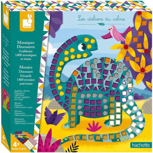 Jeu créatif - Tableaux mosaïques - Dinosaures - 8 modèles + mosaïques en mousse - Janod
