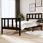 vidaXL Cadre de lit Noir Bois massif 100x200 cm