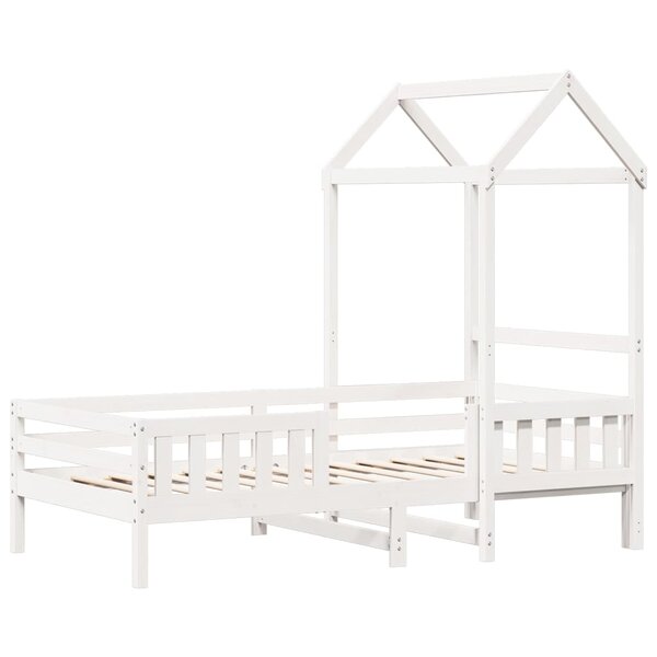 vidaXL Cadre de lit avec toit blanc 90x200 cm bois de pin massif