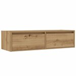 vidaXL Meuble TV avec lumières LED chêne artisanal 100X35 5x25 cm