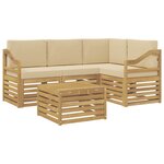 vidaXL Ensemble de canapés d'extérieur 5 Pièces Blanc et Beige