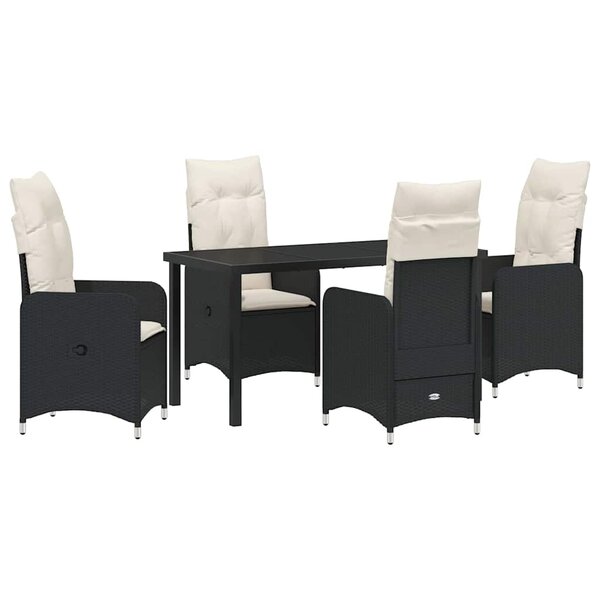 vidaXL Ensemble de salle à manger pour jardin 5 Pièces Noir Poly rotin