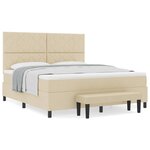 vidaXL Lit à ressorts avec matelas Crème 180 x 200 cm tissu