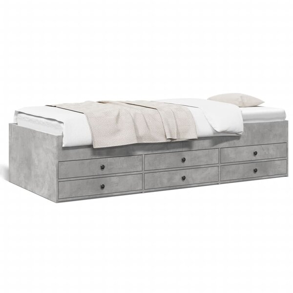 vidaXL Lit de jour avec tiroirs sans matelas gris béton 75x190 cm