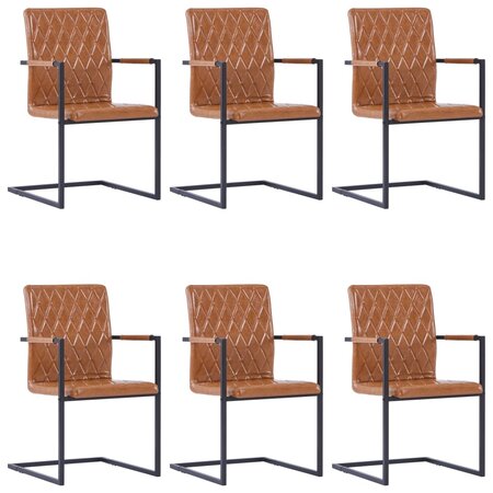 vidaXL Chaises de salle à manger 6 Pièces Cantilever Cognac Similicuir