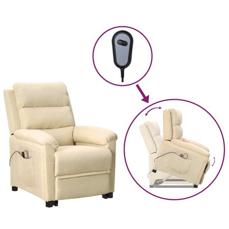 vidaXL Fauteuil de massage Crème Tissu