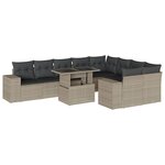 vidaXL Salon de jardin avec coussins 10 Pièces gris clair résine tressée