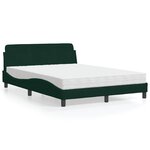 vidaXL Lit avec matelas Dover vert foncé 140x200 cm velours