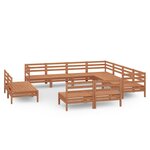 vidaXL Salon de jardin 11 Pièces Bois de pin massif Marron miel