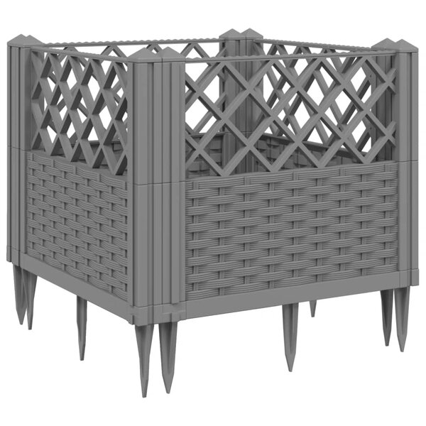 vidaXL Jardinière avec piquets gris clair 43 5x43 5x43 5 cm PP