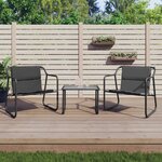 vidaXL Salon de jardin avec coussins 3 Pièces anthracite acier