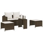vidaXL Salon de jardin 5 Pièces avec coussins empilable marron polyrotin