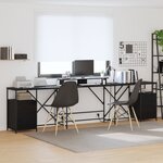 vidaXL Bureau Chêne Noir 182 x 101 x 87.5 cm Bois d'ingénierie