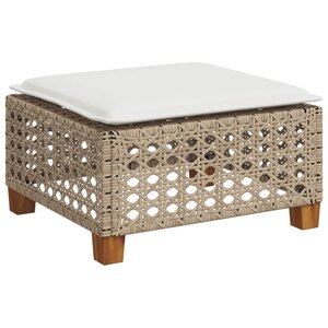 vidaXL Tabouret de jardin et coussin beige 63 5x56x32cm résine tressée
